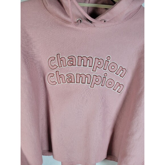 Champion Reverse Weave Cropped Cut-Off Hoodie  2X Triple Outline Logo Spellout - Picture 6 of 9